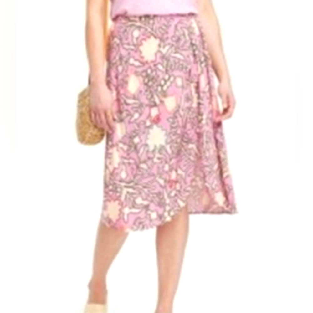 Knox Rose Size 1X Bohemian Pink White Floral Draped Midi Skirt Fairycore NWT